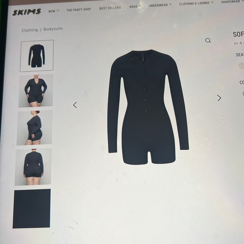 Skims Soft Lounge Button Up Henley Onesie - Picture 2 of 2